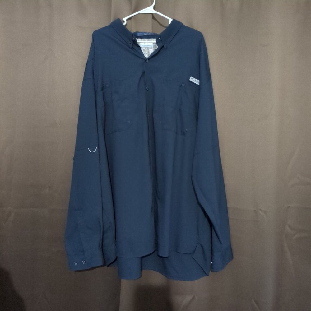 Columbia PFG Tamiami Mens Shirt 4XT Navy Omni Shade Long Sleeve Utility Fishing